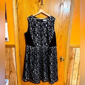 Calvin‎ Klein Floral Lace Sheath Dress Black Size 20 double lined